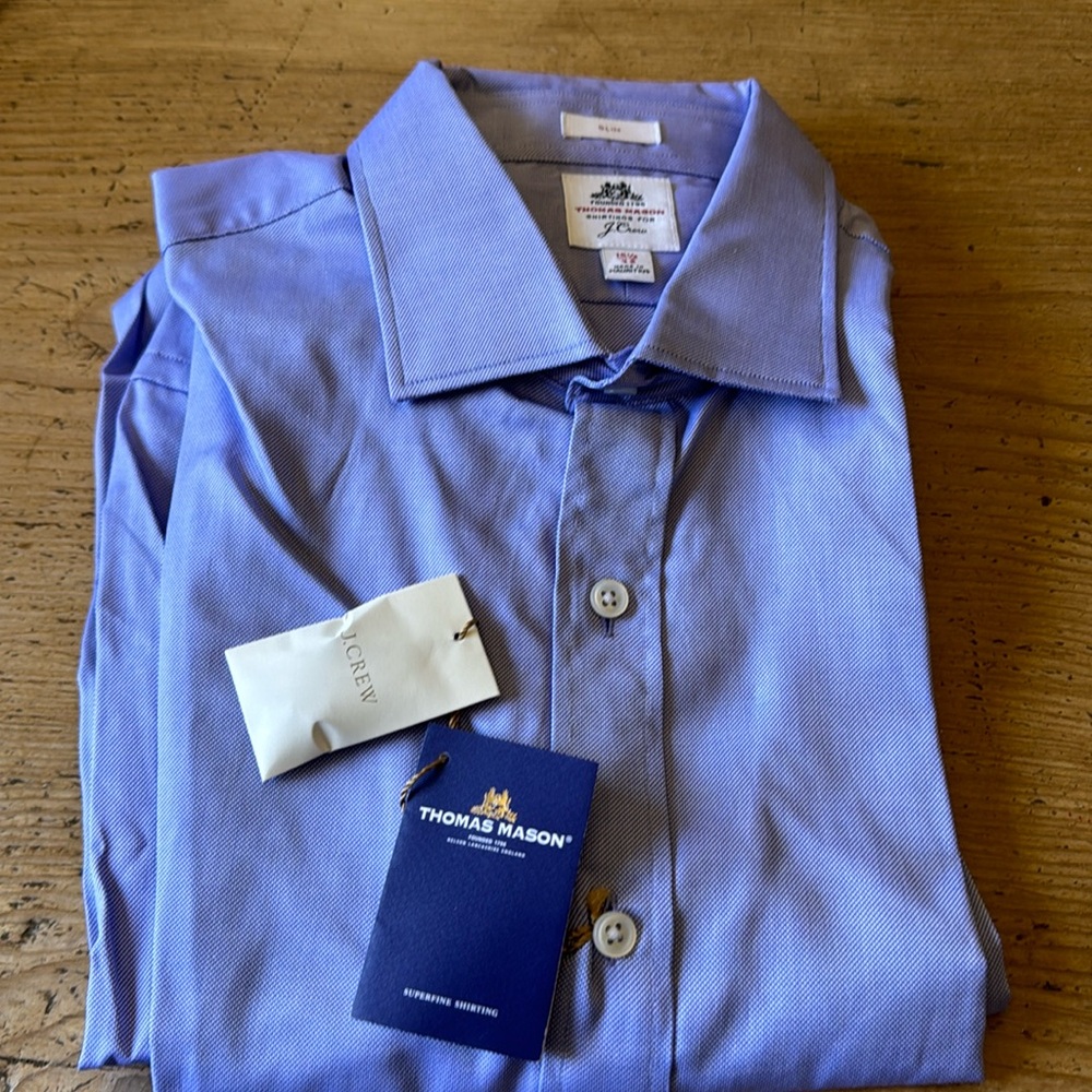 J Crew dress shirt by Thomas Mason Slim 15.1:2 /32 sleeves
